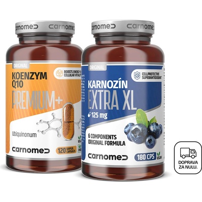 CarnoMed Koenzym Q10 PREMIUM +100mg 120 kapsúl + Karnozín EXTRA XL 180 kapsúl