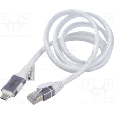 Goobay 74165 USB 3.1, RJ45 vidlice,USB C vidlice, niklovaný, 1m, bílý