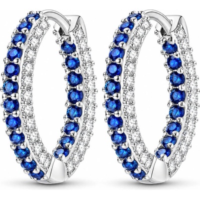 GRACE Silver Jewellery Stříbrné kruhové náušnice Melaniastříbro 925/1000 E-KTE162/436 Modrá