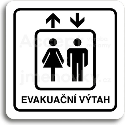 ACCEPT Piktogram evakuační výtah - bílá tabulka - černý tisk