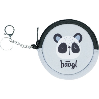 Šedá zipsová jednoduchá peňaženka s obrázkom Panda