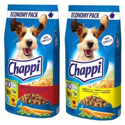 CHAPPI Mix příchutí drůbeží se zeleninou a hovězí 2 x 9 kg