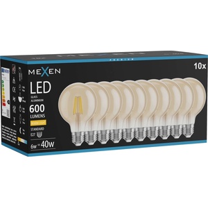 Mexen Vintis 10x LED нажежаема жичка крушка E27, G80, 6W, Топло - 2700K, 400 lm, кехлибар (L155-E27-0627-50x10)