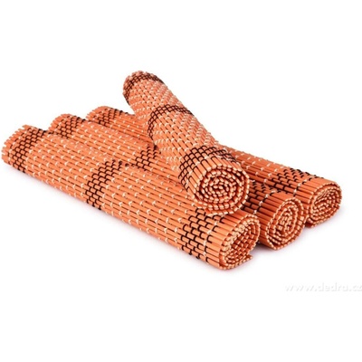 GoEco bambusové prostírání 4 ks přírodní podložky oranžové 44x30 cm