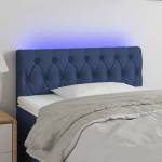 vidaXL LED горна табла за легло, синя, 90x7x78/88 см, плат (3121936)