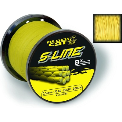 Black Cat šňůra S-LINE 1m 0,55mm 70kg ŽLUTÁ