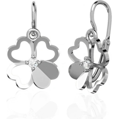 Couple, Dětské náušničky Clover, bílé zlato a zirkony, 585-66-3-0684.1B00.0.00.001.14