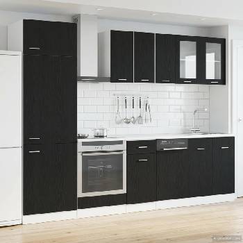 vidaXL Кухненски единица Lyon 8 pcs Черен дъб Инженерна дървесина (3445843)