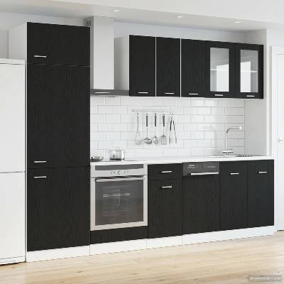 vidaXL Кухненски единица Lyon 8 pcs Черен дъб Инженерна дървесина (3445843)