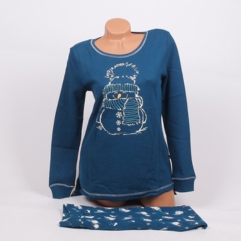 Мастилено-синя дамска пижама със снежен човек