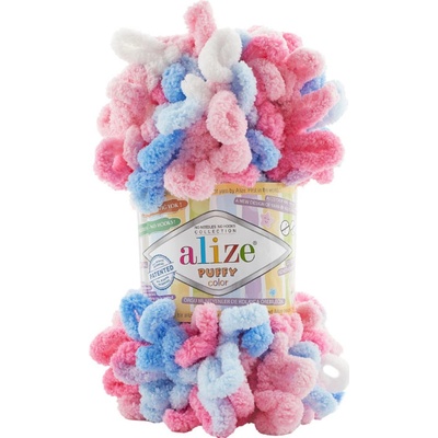 Alize příze Puffy color 6525 bílá, růžová, modrá