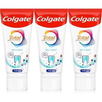 Colgate Total Junior Active Prevention Mild Mint паста за зъби за съвършено почистване на зъби и устната кухина за деца 3x50ml