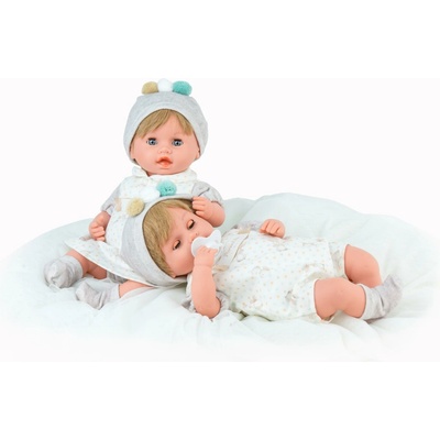 Marina & Pau Realistická miminka mrkací dvojčátka Karlička a Karlíček Mini Reborn Mellizos 35 cm se speciální váhou
