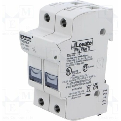 LOVATO ELECTRIC FB01G2P Pojistkový spodek; 10x38mm; na přípojnici DIN; 30A; 600VAC