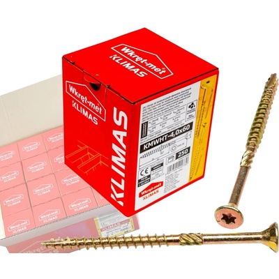 Klimas Wkret-Met TX 4x60mm - 1 Kartón (16x250 ks) - Skrutky / Vruty do dreva so zapustenou hlavou, WKCS