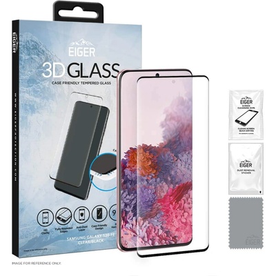 Eiger 3D Glass Edge to Edge Full Screen Tempered Glass - калено стъклено защитно покритие с извити ръбове за целия дисплея на Samsung Galaxy S20 FE (черен-прозрачен)