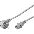 PremiumCord napájecí kabel 240V, délka 2m CEE7 pravoúhlýIEC C13 šedý