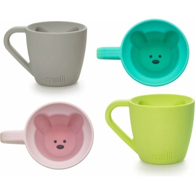 Melii Silicone Bear Mug hrnček Blue & Mint 2x145 ml