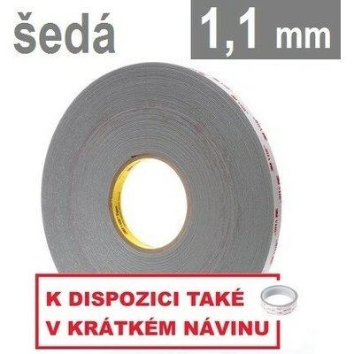 3M VHB 4941-P Obojstranne veľmi silno lepiaca akrylová páska 1,1 mm 6 mm x 33 m svetlosivá