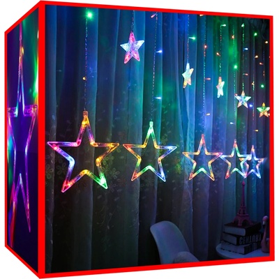 ISO 11316 Světelný závěs hvězdy 138 LED multicolor
