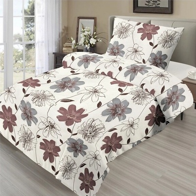 Sconto obliečky KYTICA biela/hnedá 2x70x90 200x220