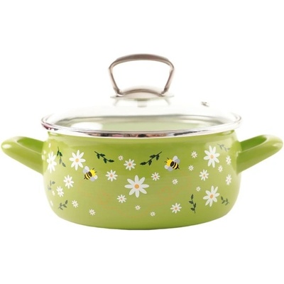 Metalac Včelka, smaltovaný kastrol PRINC se skleněnou poklicí 20 cm, 2,75 l