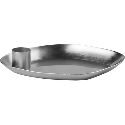 Broste Kovový svícen Mie Silver, stříbrná barva, kov