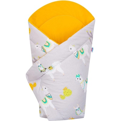 New Baby Detská zavinovačka lama sivo horčicová Sivá