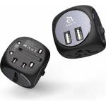 ADAM elements Захранване и адаптер за ел. мрежа с преходници за цял свят с 2xUSB-A изхода за зареждане на мобилни устройства - Adam Elements Omnia TA502 World Universal Travel Adapter (черен-сив)