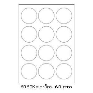 CDRmarket Самозалепващи етикети 60 мм, 12 етикета, A4, 100 листа, кръгли (R0ECO.6060kA)