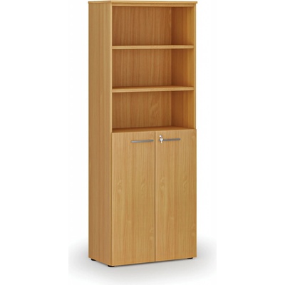 Primo Kombinovaná kancelářská skříň WOOD, dveře na 3 patra, 2128 x 800 x 420 mm, buk