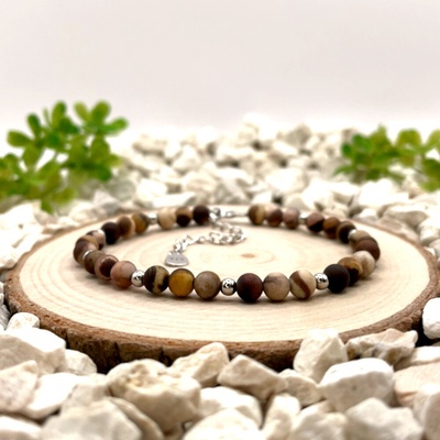 Certom stříbrný náramek jaspis zebra matný 0219