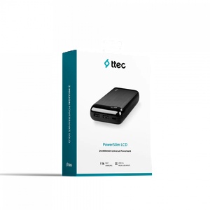 Ttec Външна батерия PowerSlim LCD 20.000 mAh Powerbank With USB-C Input/Output - Черна