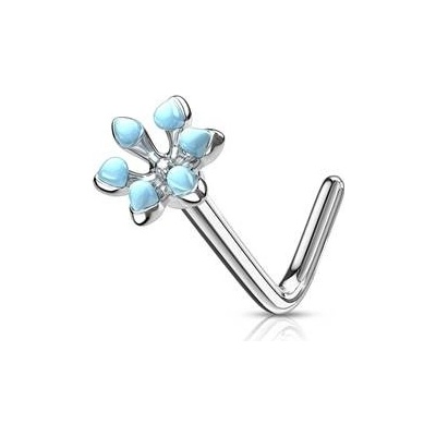 Šperky4U zahnutý piercing do nosu kytička N0129-Q