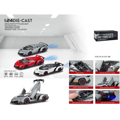 Колекционерска метална кола Ламборджини мащаб 1: 24 + пушек