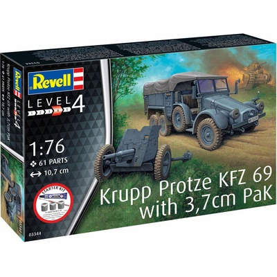 REVELL Starter Kit military 73344 Krupp Protze KFZ 69 with 3,7cm Pak 1:76