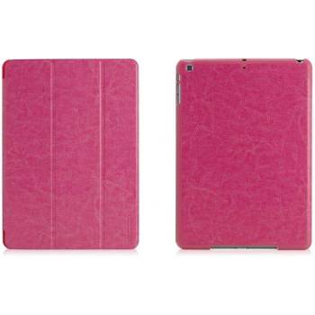 TUNEWEAR LeatherLook Shell - кожен калъф с поставка и покритие за iPad Air, iPad 5 (2017) (розов)