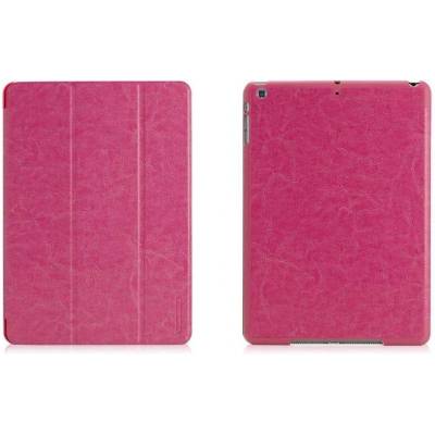 TUNEWEAR LeatherLook Shell - кожен калъф с поставка и покритие за iPad Air, iPad 5 (2017) (розов)