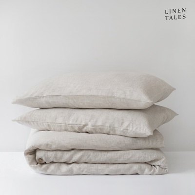 Linen Tales Бяло-бежово спално бельо за двойно легло 200x200 cm - Linen Tales (LT-DCS-200x200/50x70-NS)