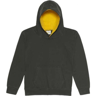 Just Hoods dětská mikina s kontrastní kapucí Colorful lesní zelená zlatá