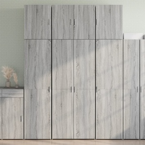 vidaXL Висок шкаф, сив сонома, 80x42, 5x249 см, инженерно дърво (3281369)