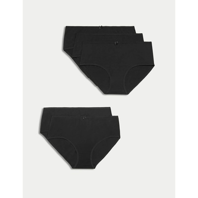 Marks & Spencer Памучни миди слипове с Lycra®, 5 пакета Marks & Spencer черно Marks & Spencer | Cheren | ЖЕНИ | S