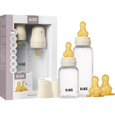 BIBS Комплект РР бебешки бутилки с аксесоари Bibs - Ivory, каучук, 150 + 270 ml, 2 броя (5018216)