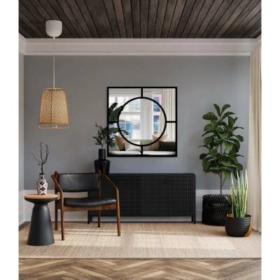 Alfaram Čtvercové zrcadlo s kolečkem MDF v loftovém stylu MERA 100x100