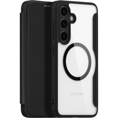 Dux Ducis Skin X Pro Magnetic Wallet Case - удароустойчив хибриден кожен кейс с отделение за карти и MagSafe за Samsung Galaxy S24 Plus (черен-прозрачен)