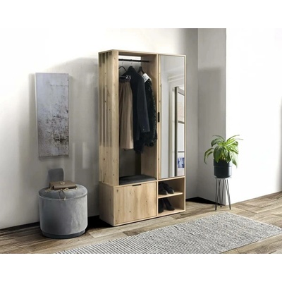 MILO J 100x189 dub artisan Předsíňová stěna se zrcadlem