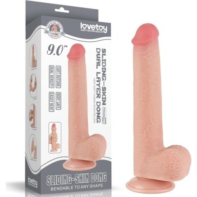 Lovetoy 9'' Sliding Skin Dual Layer Dong Flesh