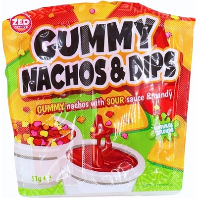 Zed Candy želé bonbony ve tvaru nachos s omáčkou s příchutí ovoce 51 g