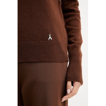 Patrizia Pepe Вълнен пуловер Patrizia Pepe в кафяво от лека материя с ниско поло 8K0319 K247 (8K0319.K247)