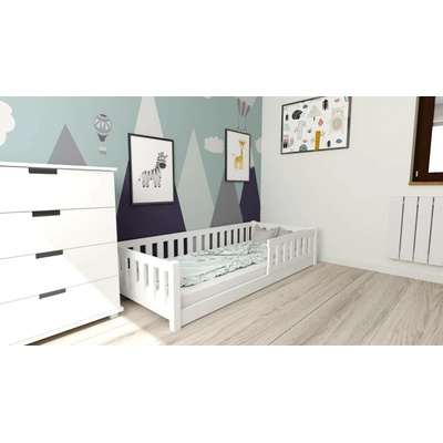 Textilomanie Pinelo Montessori bílá s laťkovým roštem a matrací Sommera 18 cm